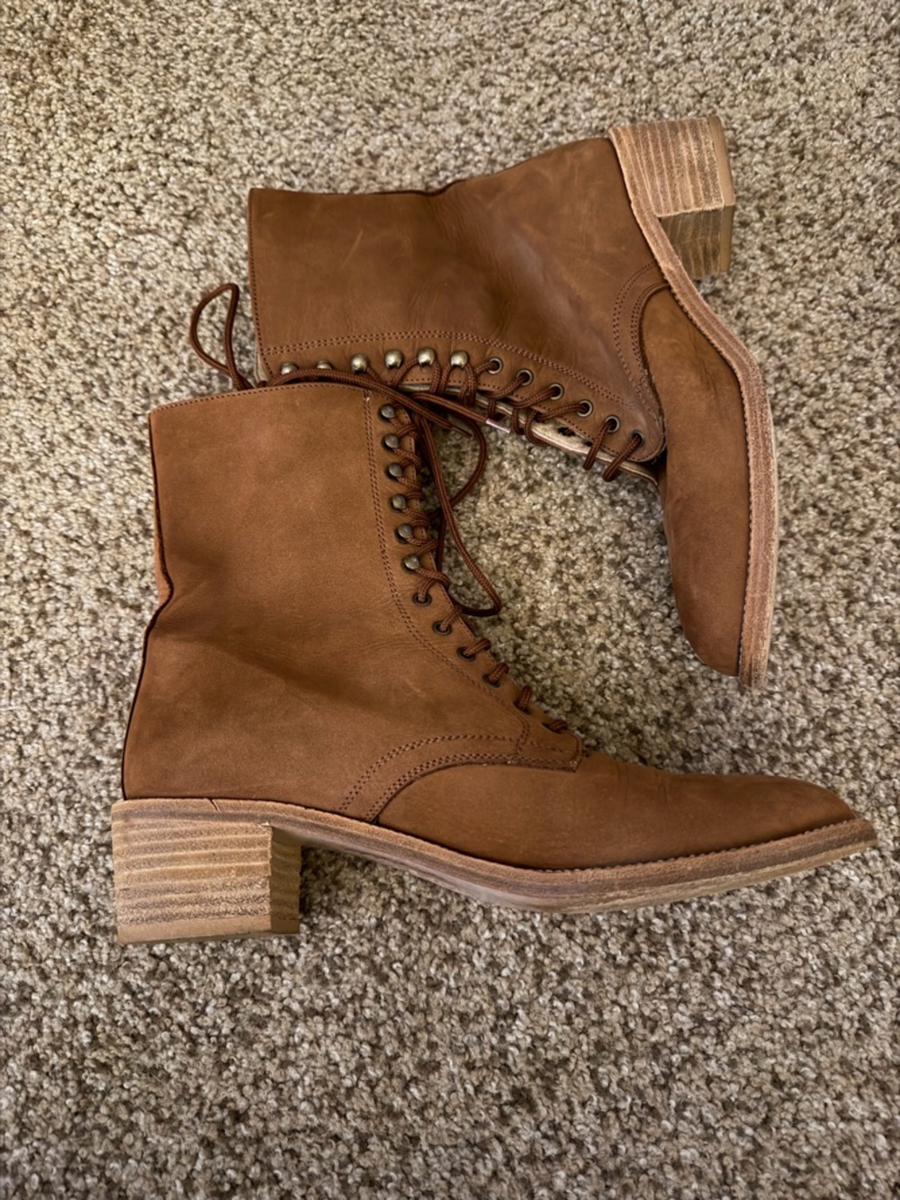 Charles David By Nathalie M. Women’s Tan Leather Lace Up Boots US Sz 8.5 Whimsy